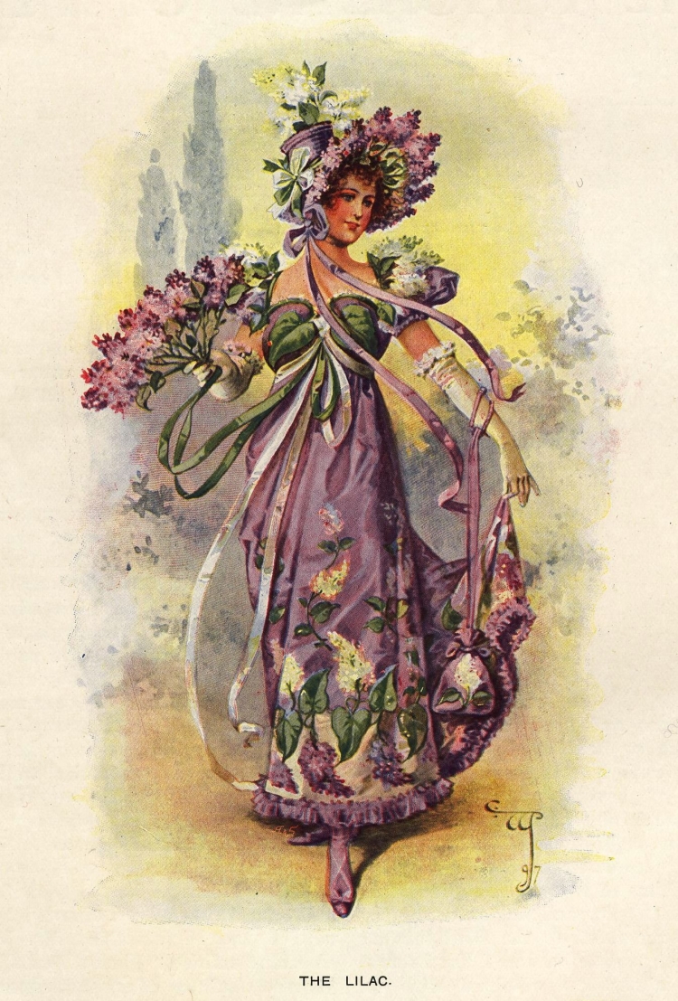 Дама с цвета для декупажа