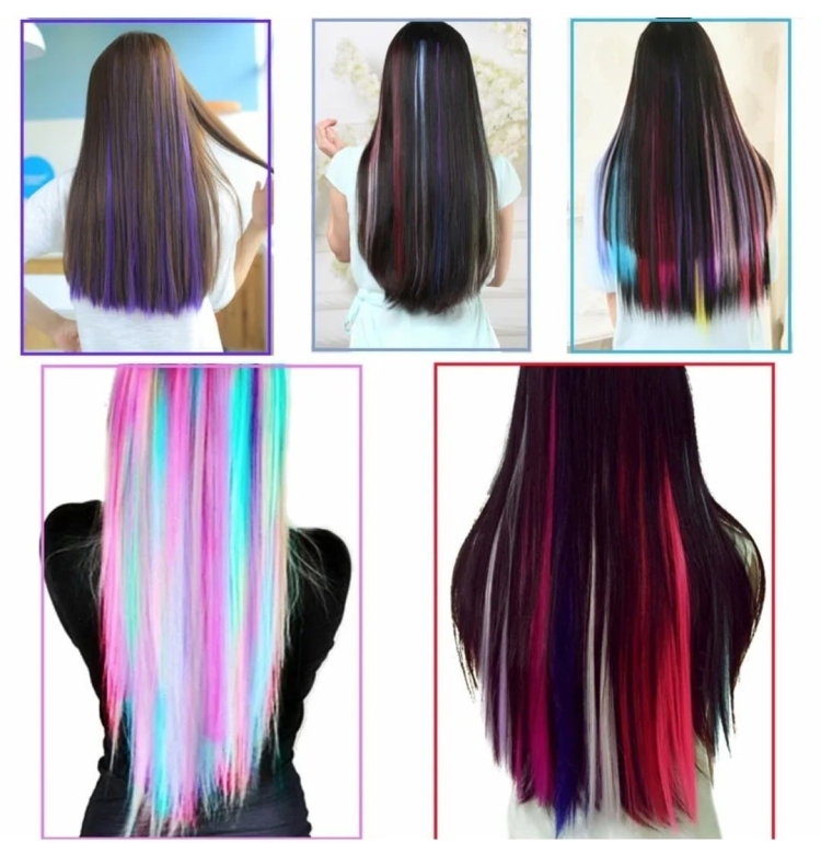 Наращивание цветных прядей волос