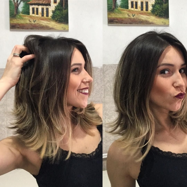 Шатуш на темные волосы удлиненное каре