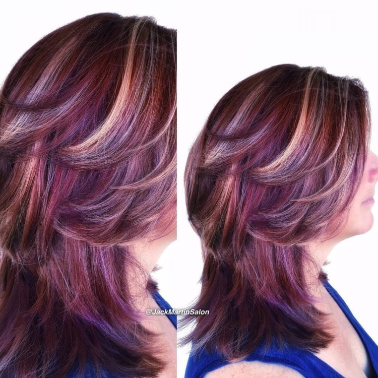 Окрашивание каскада на средние волосы