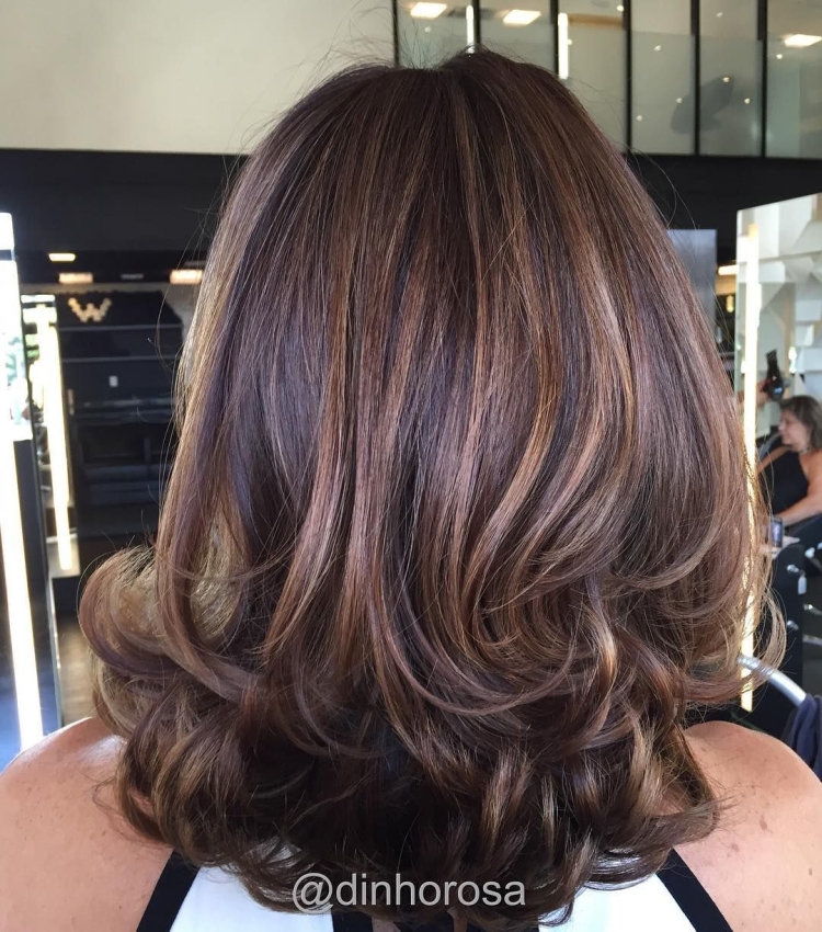 Окраска на темные волосы средней длины