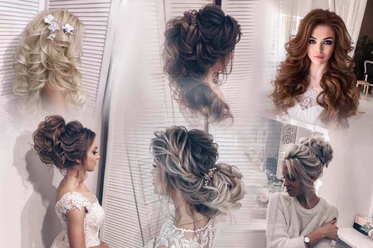 Прическа пучок с локонами