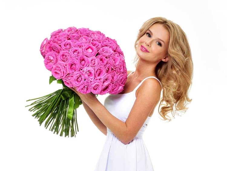 Девушка с цветами баннер