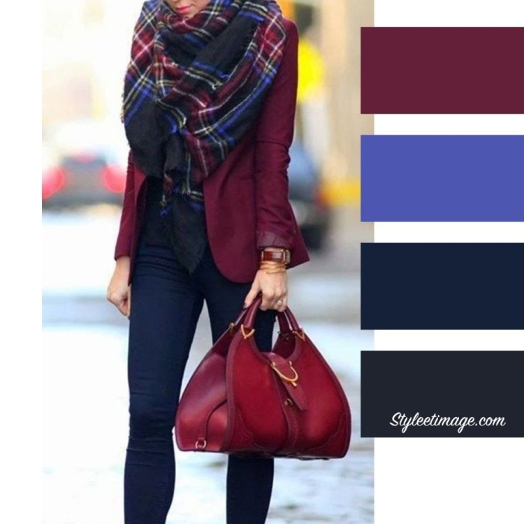 Сочетание с бордовым цветом в одежде