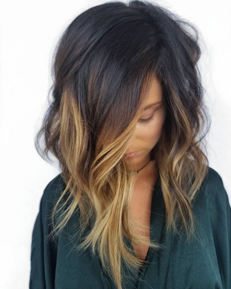 Омбре волос на темные средние волосы