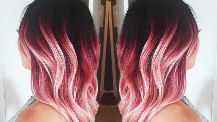 Цветное окрашивание на средние волосы
