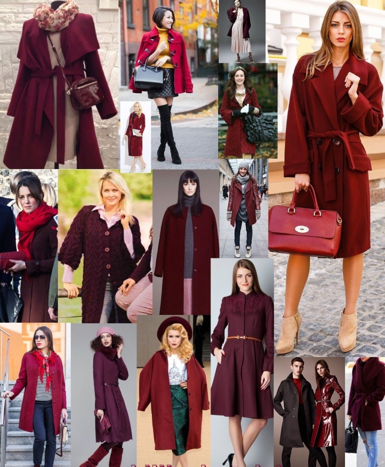 Пальто марсала бордо