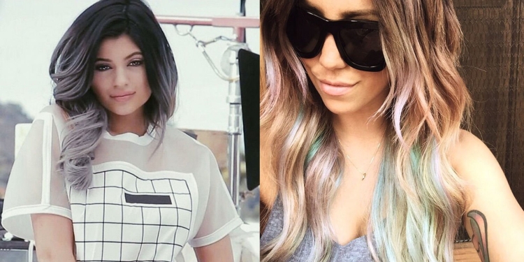 Омбре на средние волосы с белыми прядями