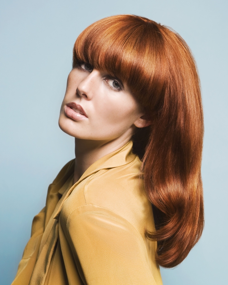 Стрижка сессон на длинные волосы с челкой