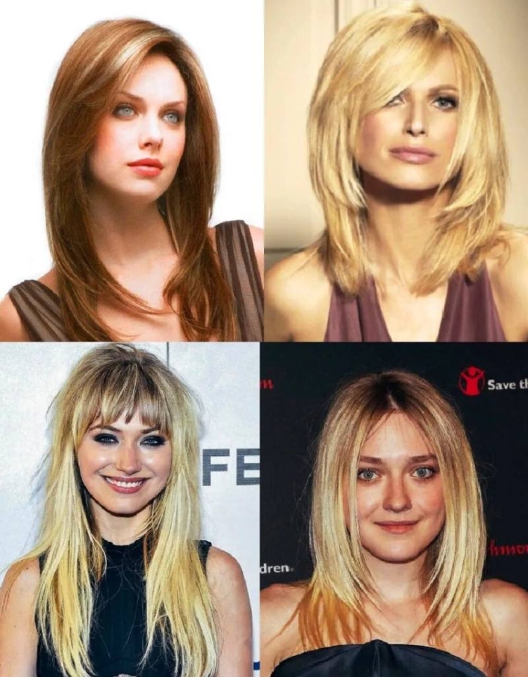 Каскад на длинные волосы для круглого лица