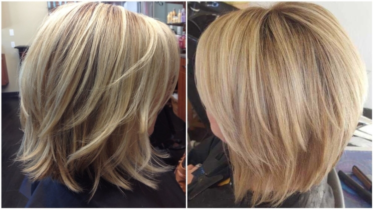 Каскад на средние волосы вид сзади и сбоку