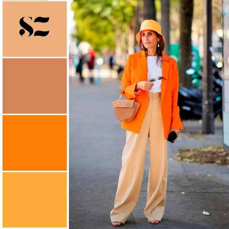 Сочетание с оранжевым цветом