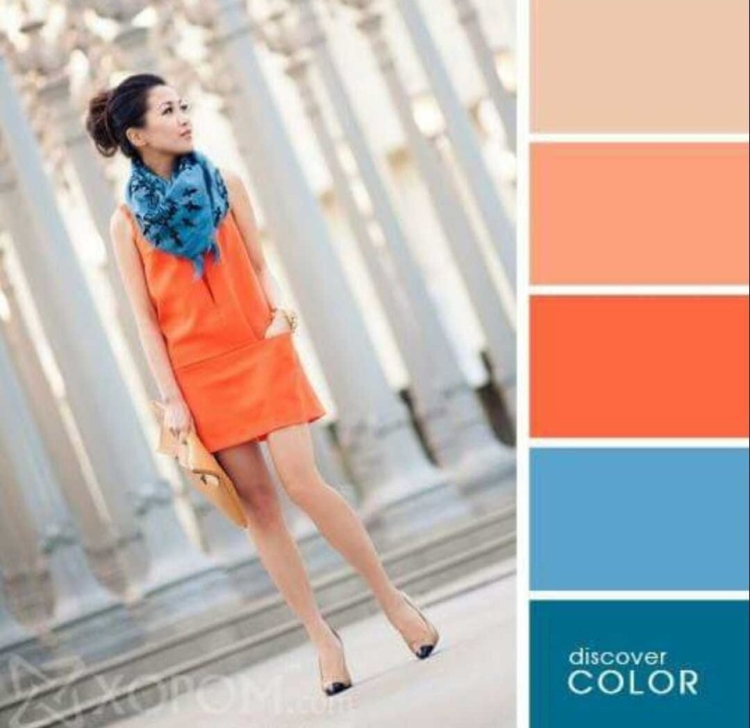 Сочетание голубого и оранжевого
