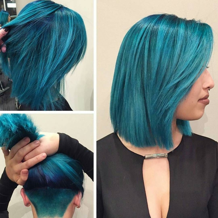 Бирюзовый цвет волос неполное окрашивание