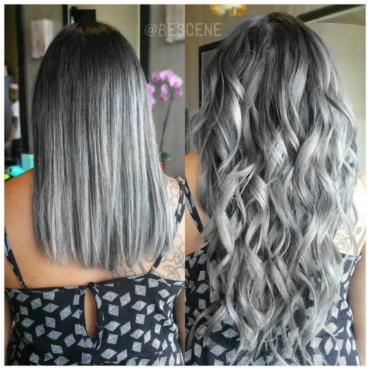 Серое мелирование на темные волосы