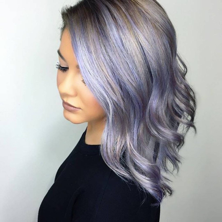 Сиреневый пепельный балаяж