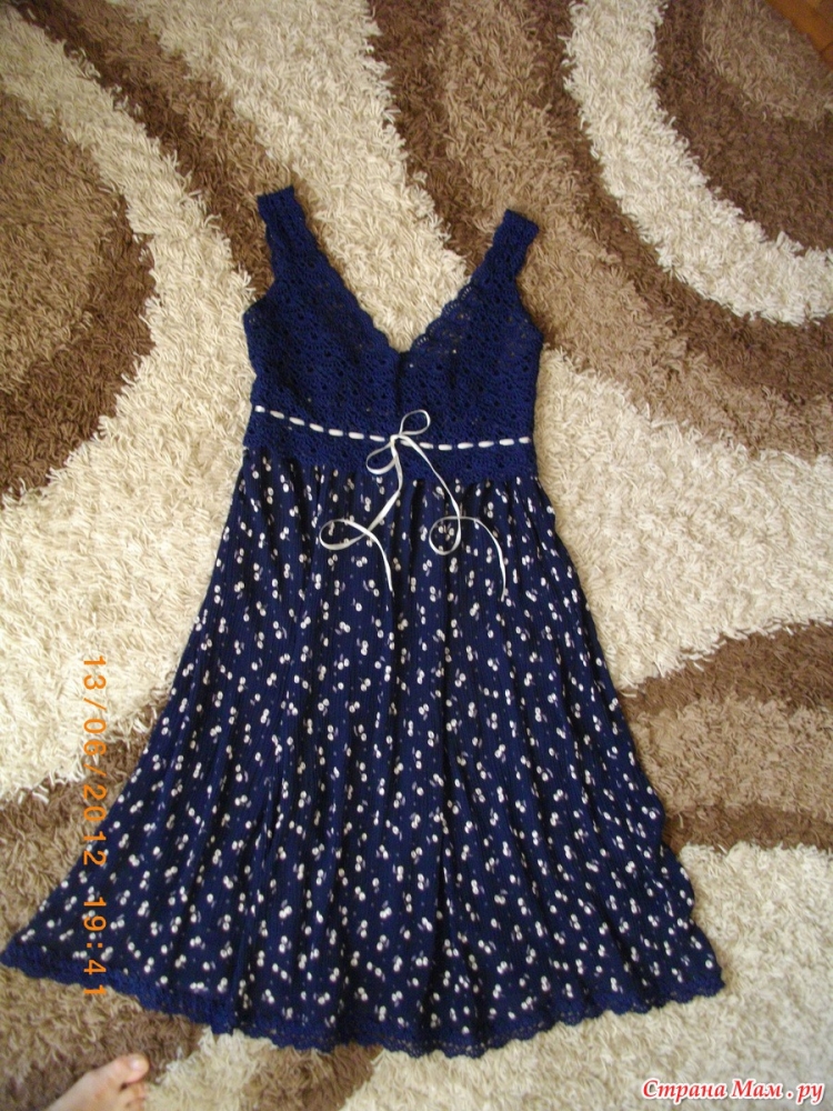 Сарафан комбинированный с тканью крючком