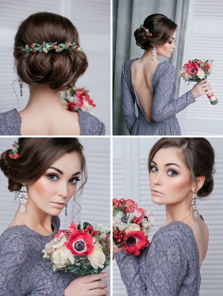Несложные Свадебные прически на средние волосы
