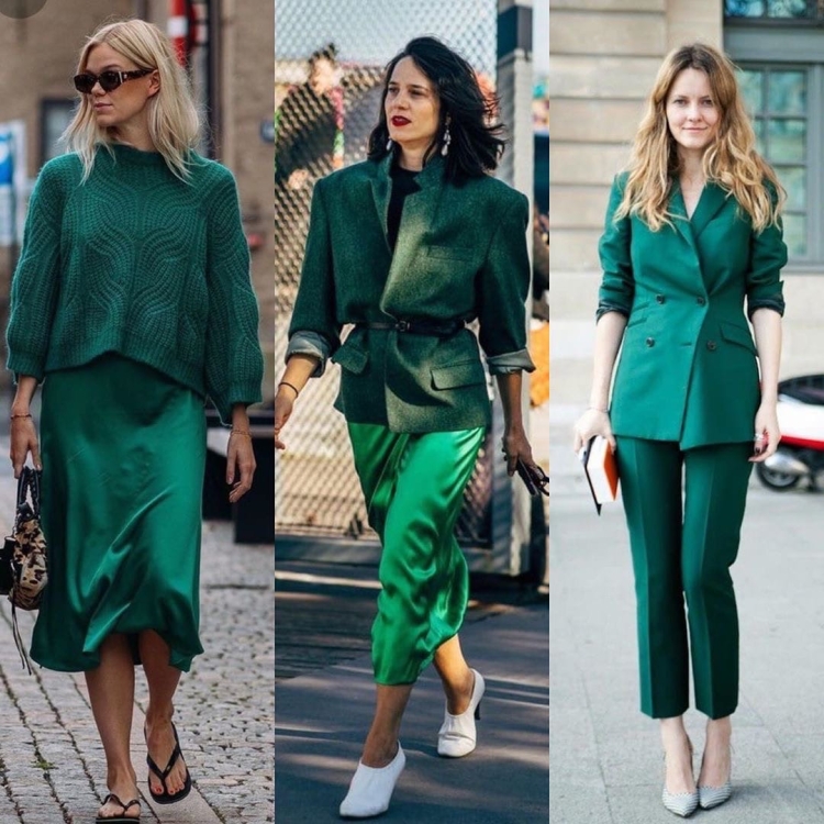 Сочетание с зеленым цветом в одежде