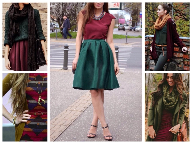 Марсала и изумрудный сочетание