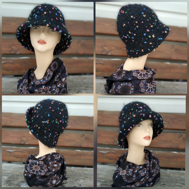 Шляпка из буклированной пряжи