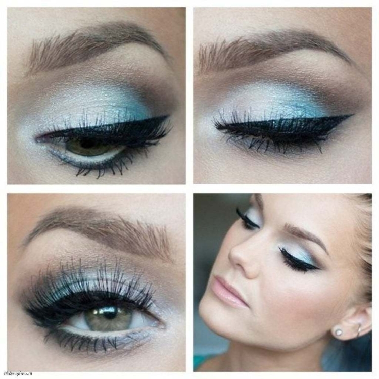 Небесно голубой макияж