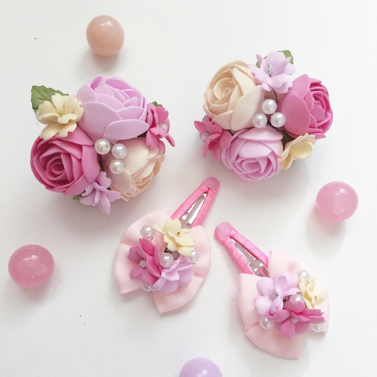 Заколки с декором из полимерной глины