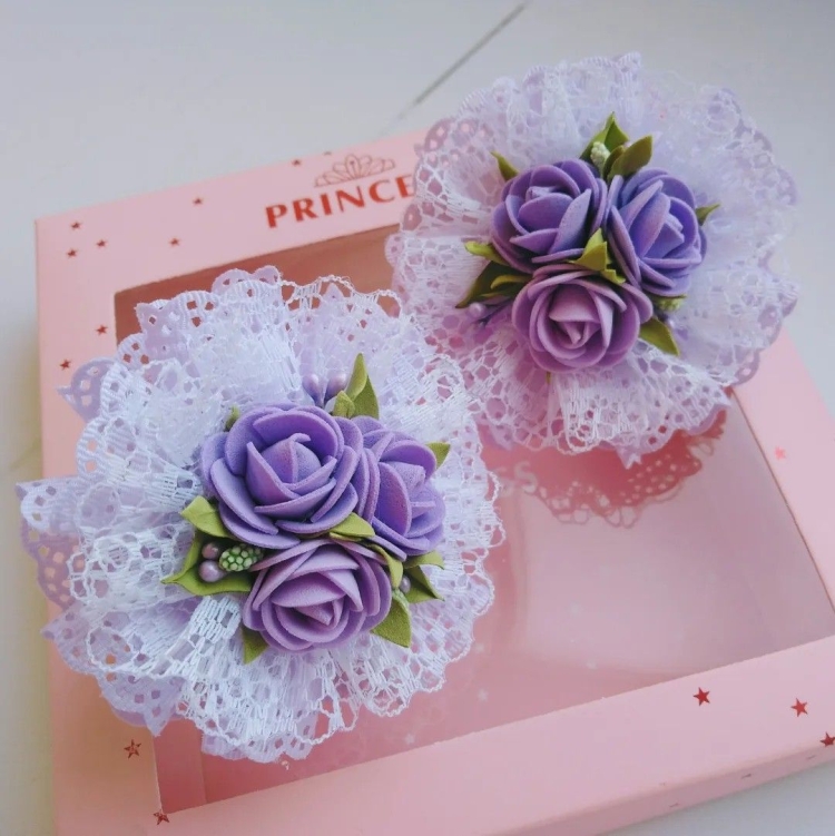 Резинки с цветами из фоамирана макарунс