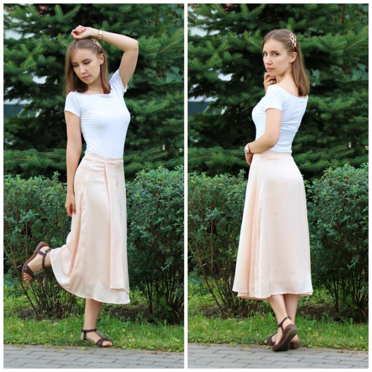 Капсула на лето с атласной юбкой