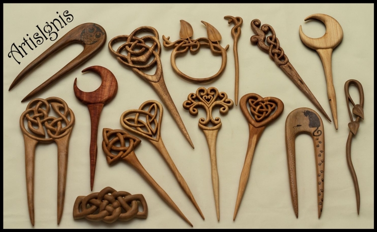 Деревянная заколка для волос Кельтская