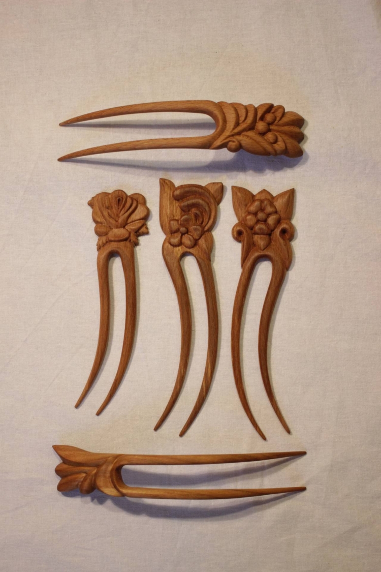 Резьба по дереву заколки для волос