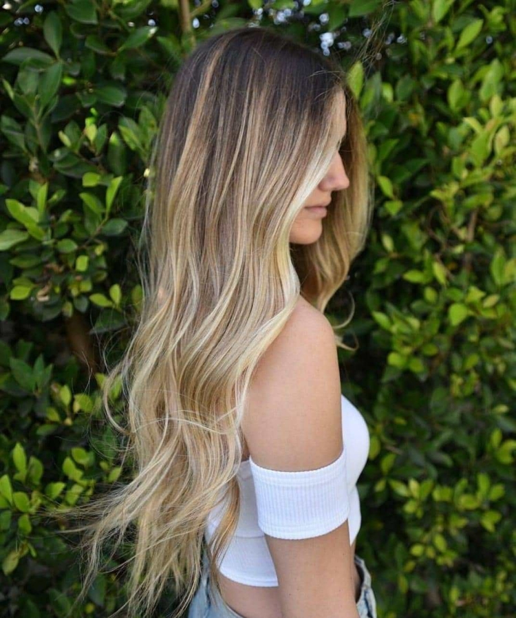 Омбре на русые волосы длинные