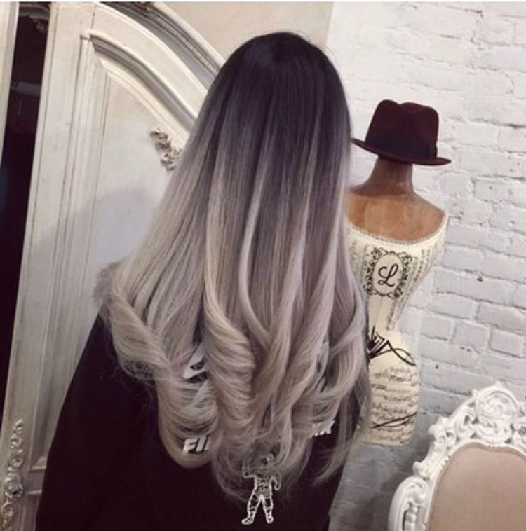 Пепельное омбре на темные волосы