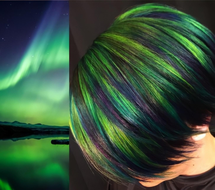 Окрашивание волос Северное сияние