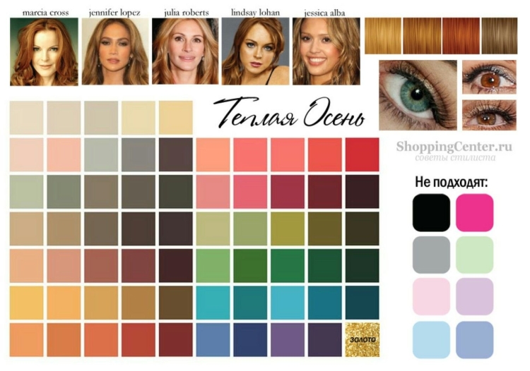 Цветотип внешности осень палитра