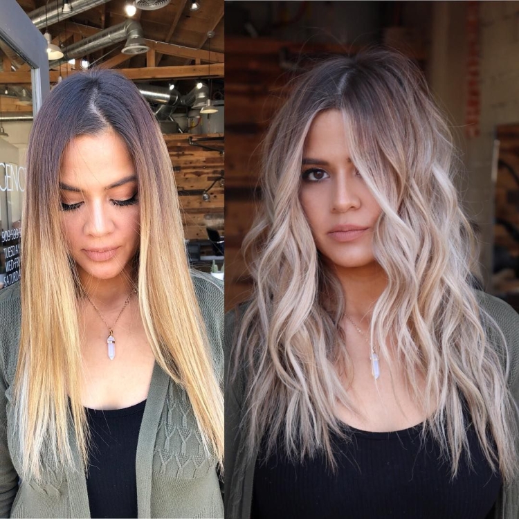 Окрашивание из блонда в темный