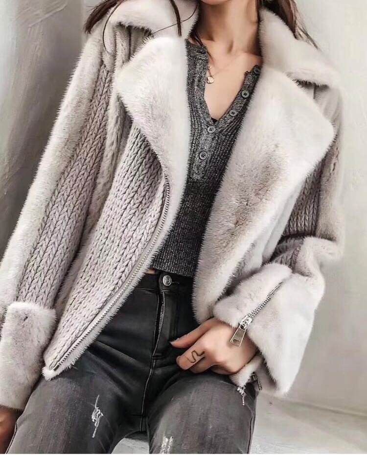 Вязанная куртка с пехом