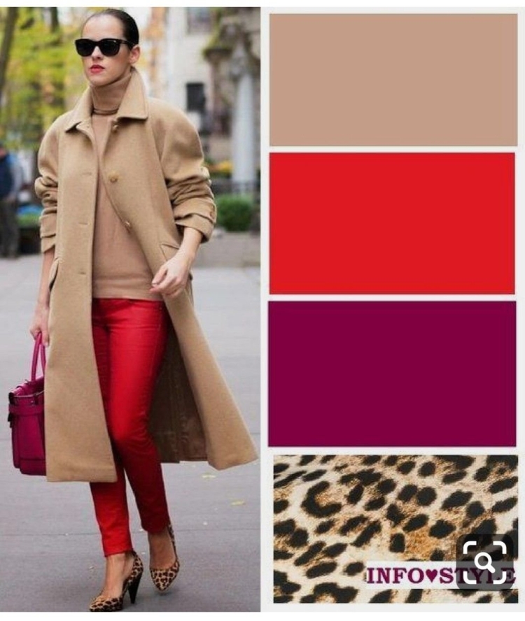 Сочетание цветов в одежде красный