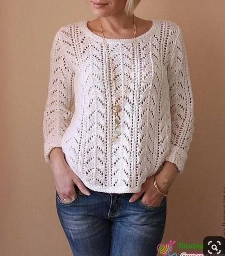Белый ажурный джемпер