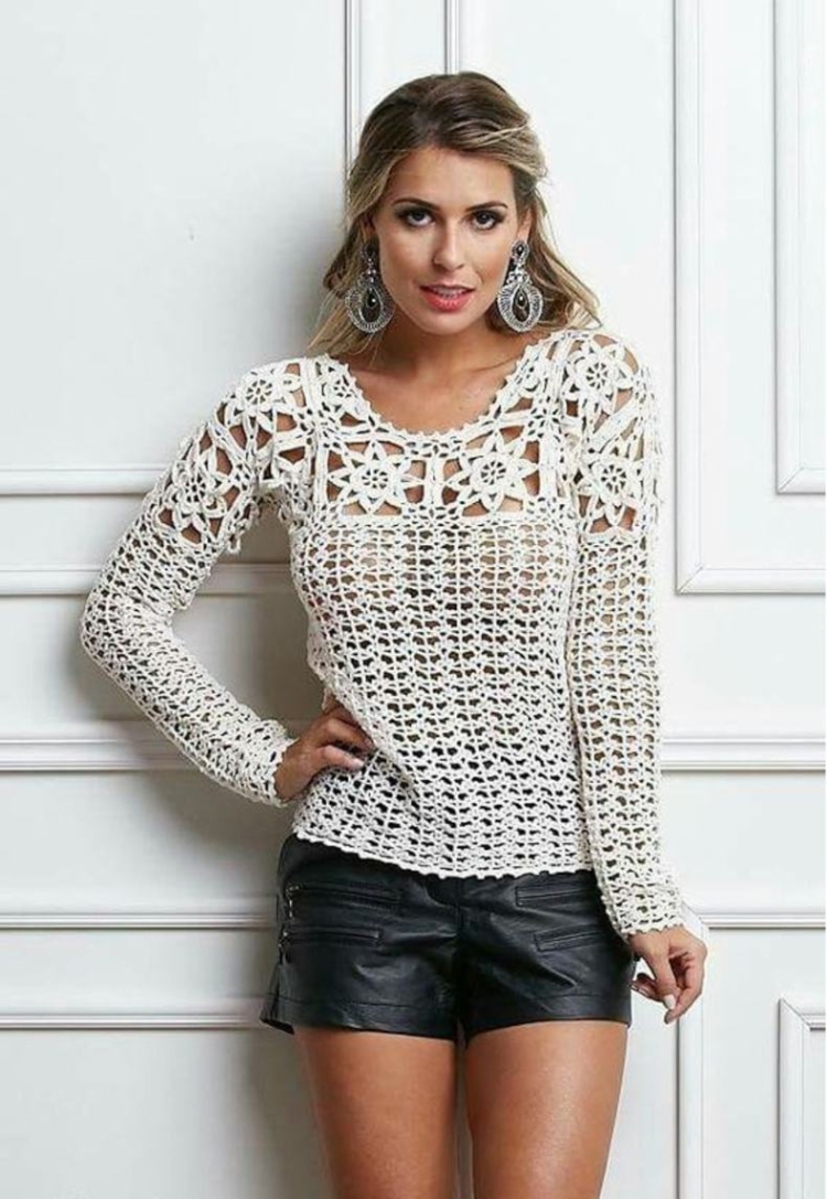 Вязаные блузы крючком