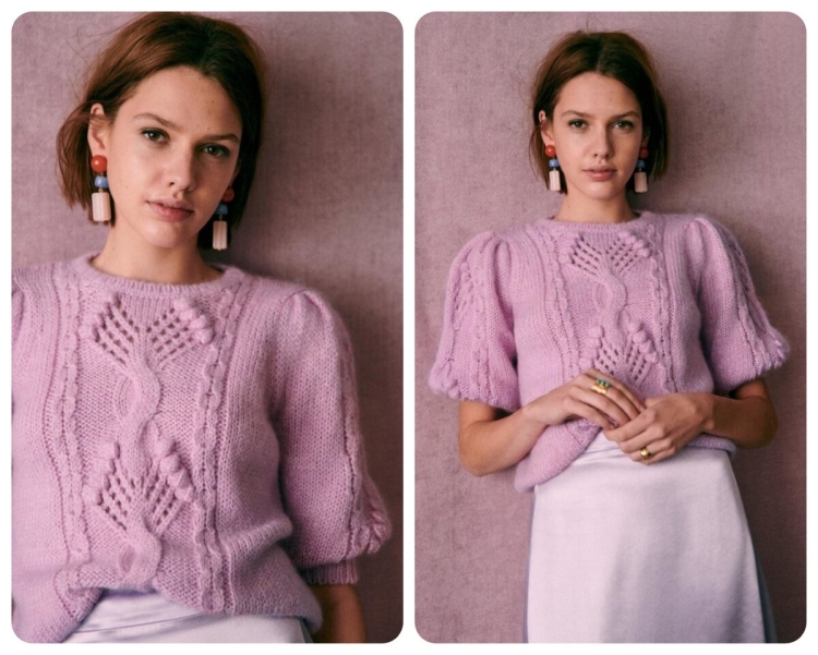 Вязаная кофта с рукавами фонариками