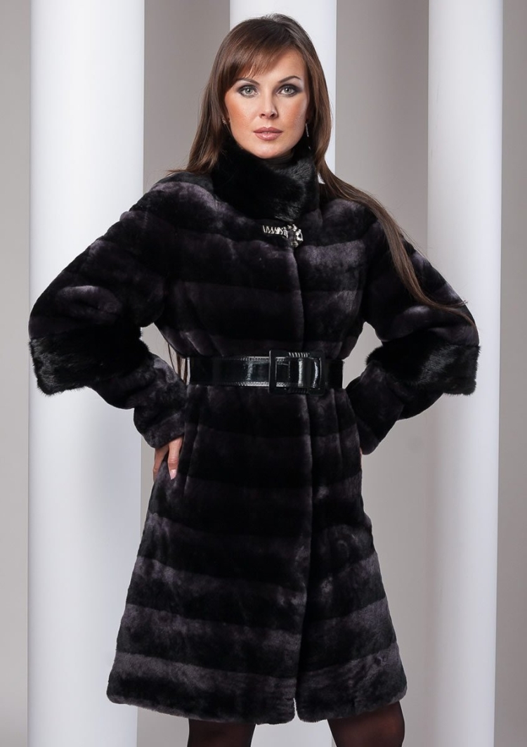 Шуба мутон с норкой