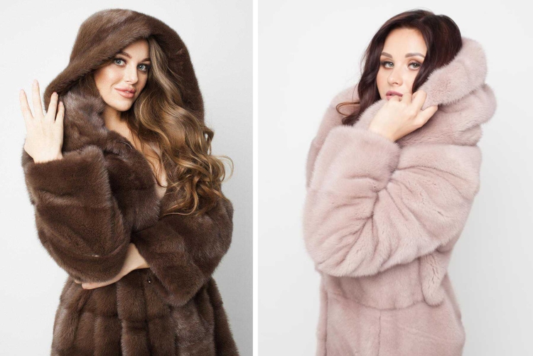 Шубы из разных видов меха норки