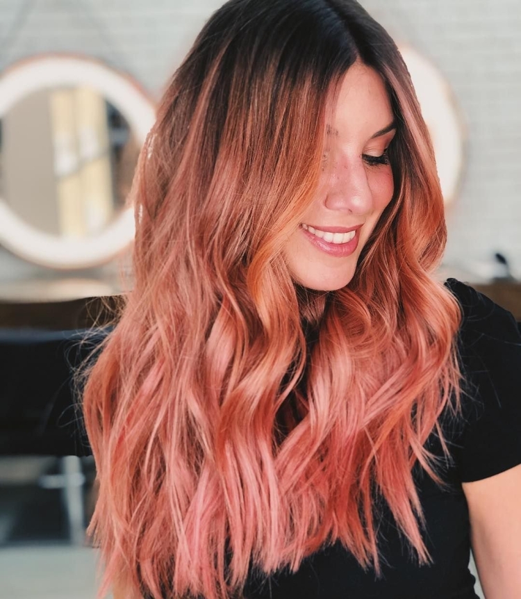 Розово рыжее окрашивание