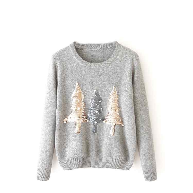 Серый свитер с бусинами