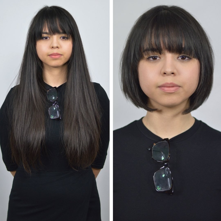 До и после стрижки длинных волос