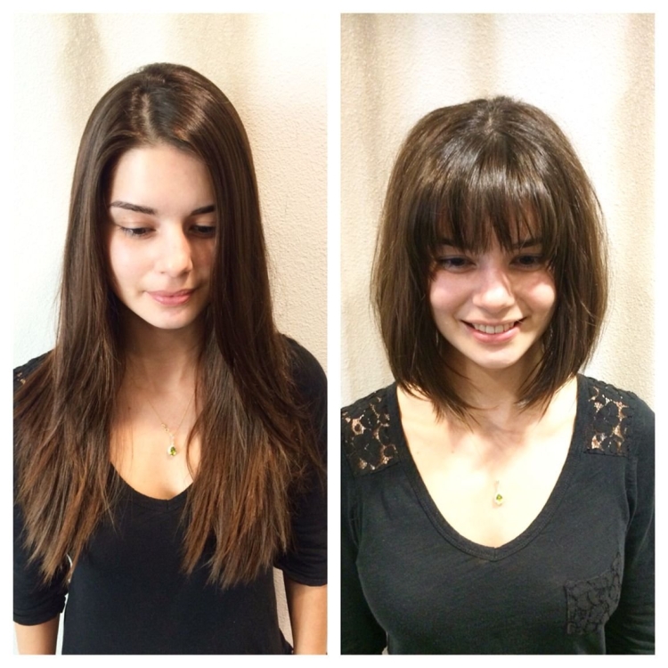 Стрижка для отращивания волос с челкой