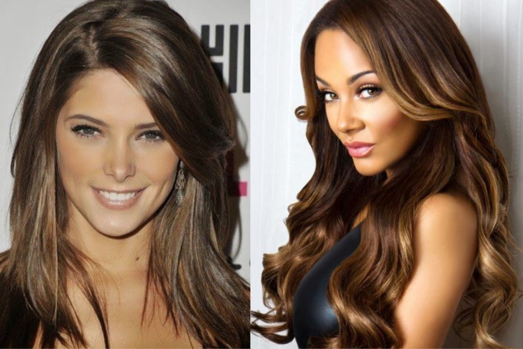 Окрашивание волос брюнетки однотонное