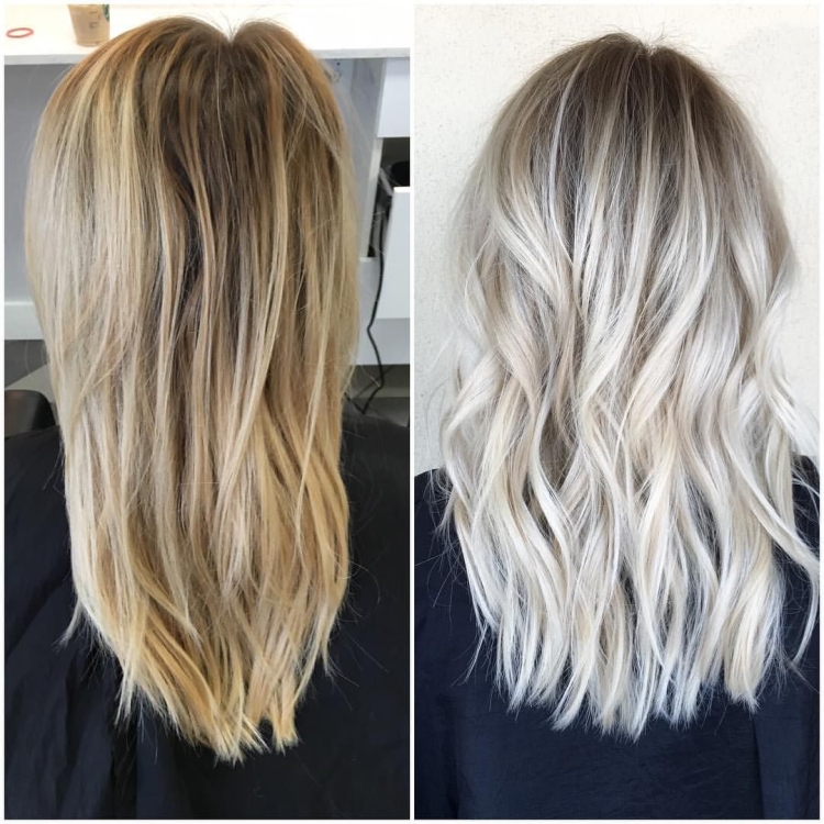 Шатуш блонд на средние волосы