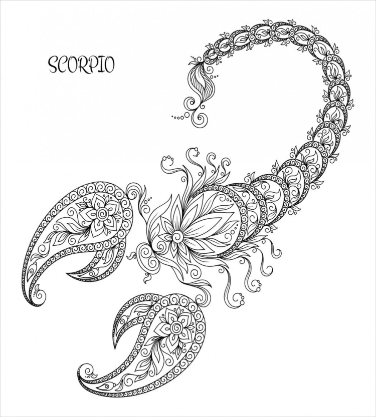 Раскраски антистресс знаки зодиака Скорпион